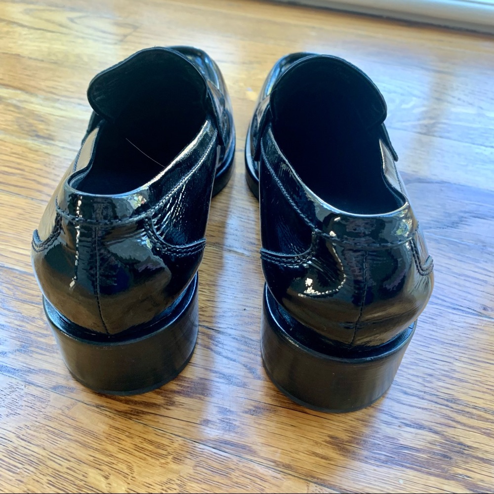 New JEFFREY CAMPBELL Sorbonne Black Crinkle Patent Leather Penny Loafer | Sz 10 - Picture 8 of 9